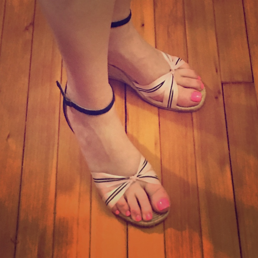 Gently used JCREW pink &blue espadrilles size 10.